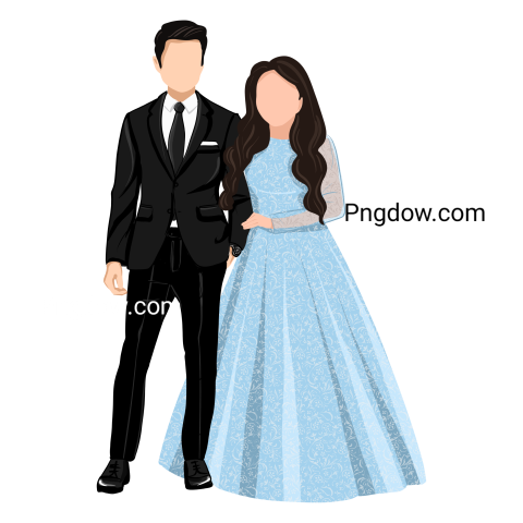 Bride and groom cute couple indian dress cartoon character (35)