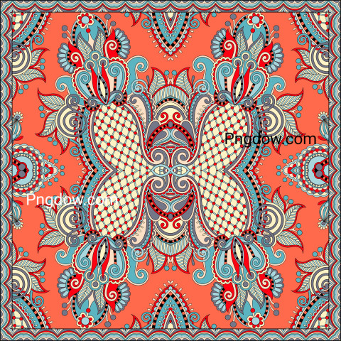 Authentic Silk Neck Scarf or Kerchief Square Pattern Design in U for Free Download, (8)