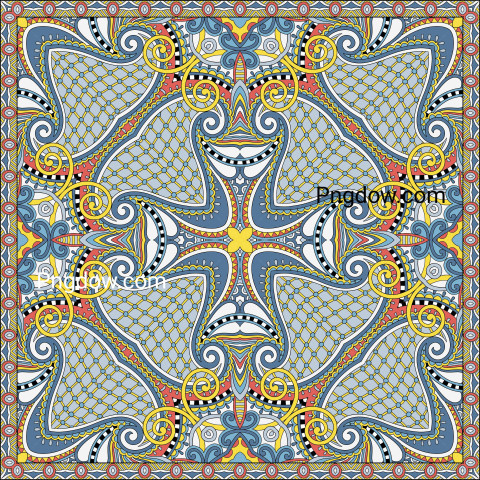Authentic Silk Neck Scarf or Kerchief Square Pattern Design in U for Free Download, (7)