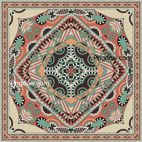 Authentic Silk Neck Scarf or Kerchief Square Pattern Design in U for Free Download, (10)