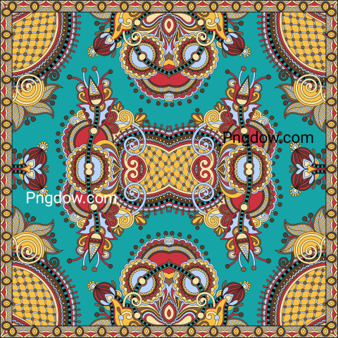Authentic Silk Neck Scarf or Kerchief Square Pattern Design in U for Free Download, (11)