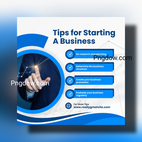 Blue And White Modern Business Tips Instagram Post for Free images