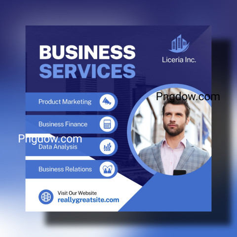 Blue Modern Business Services Facebook Post for Free