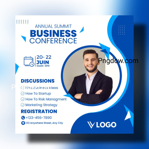 Blue Modern Business Conference Instagram Post for Free