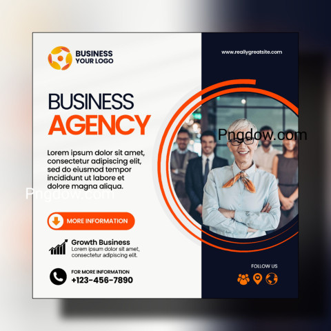 Navy and Orange Modern Business Agency Instagram Post for Free