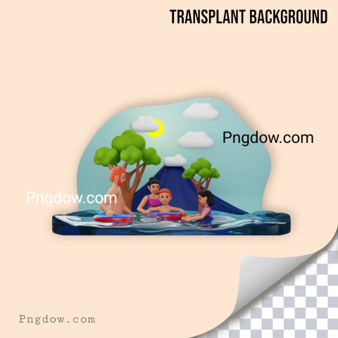 Premium SVG for Free | Swimming In The River, 3D Character