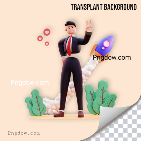 Premium SVG for Free | 3d character businessman illustration with rocket
