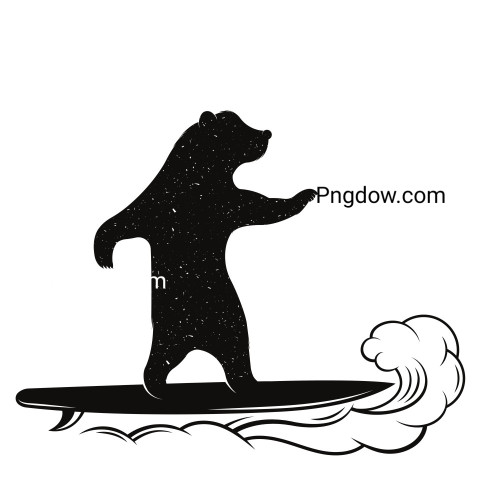 Surfer Bear Silhouette Illustration ,vector image For Free Download