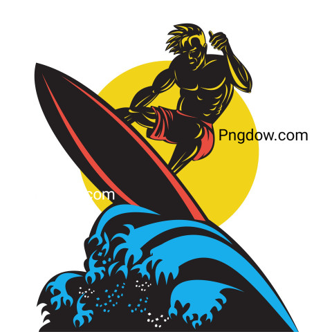 Surfer Wave Retro ,vector image For Free Download