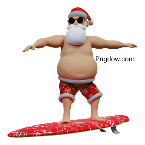 Santa Claus Surfer ,vector image For Free Download
