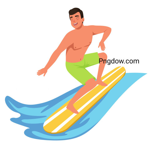 Male Surfer on Surf Board ,vector image For Free Download