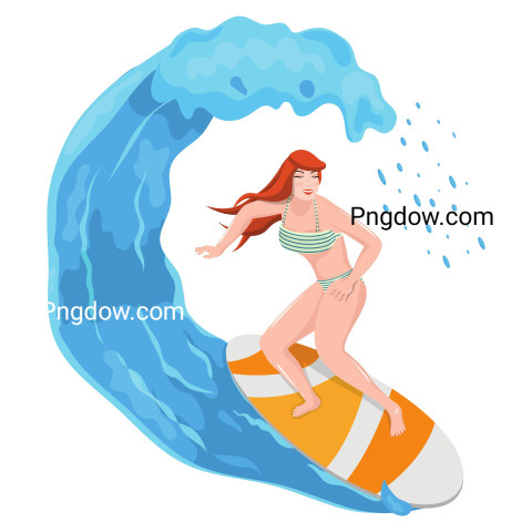 Surfer Woman Diving Water ,vector image For Free Download