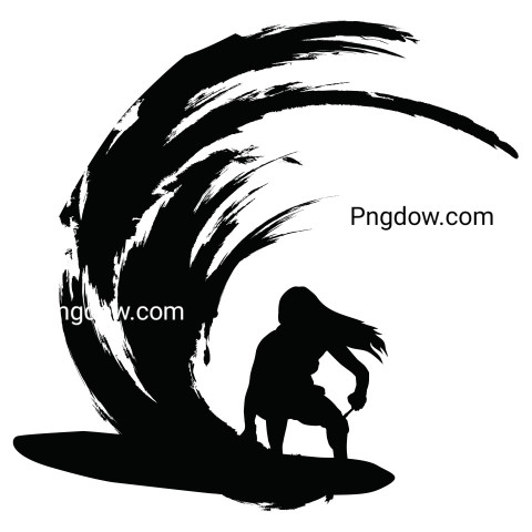 Girl surfing silhouette vector ,vector image For Free Download