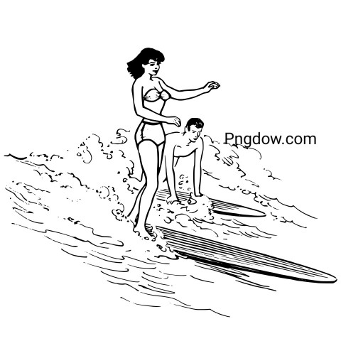 Surfing Woman Vintage Illustration ,vector image For Free Download