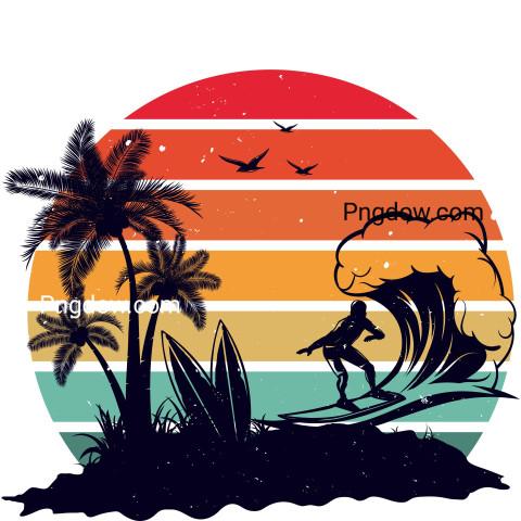 Retro Beach Surfer Surfing ,vector image For Free Download