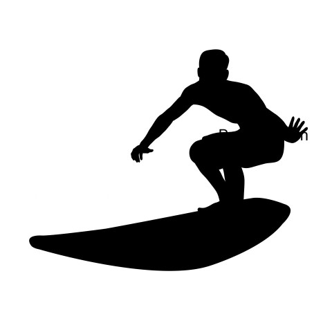 Surfing sport pose silhouette ,vector image For Free Download