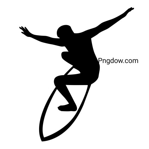 Surfer silhouette for ,vector image For Free Download