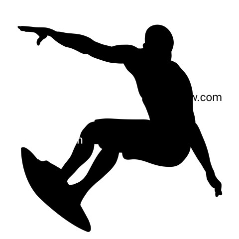 Male surfing pose silhouette ,vector image For Free Download