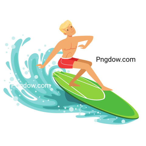 Male Surfer Riding a Wave ,vector image For Free Download