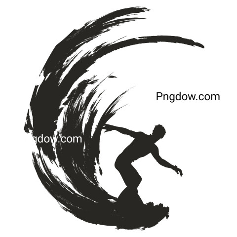 Surfer surfing wave silhouette ,vector image For Free Download