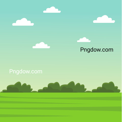 Green Grass and Sky Landscape ,vector image For Free