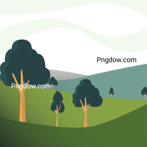Trees Hills Day Sky Natural Landscape ,vector image For Free