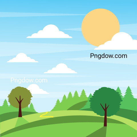 Sunny Nature Landscape ,vector image For Free