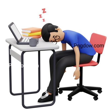 Premium 3D Business Model for Free , 3d Business employee sleeping at work