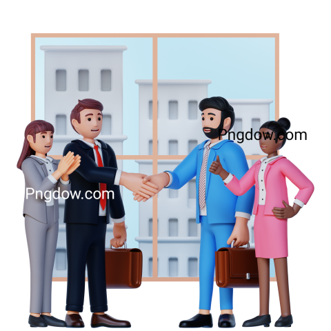 Business people doing business cooperation 3d character for Free