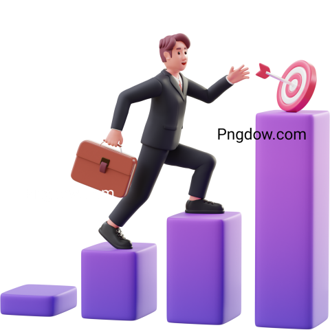 Male Employee Chasing Target 3D Illustration for Free