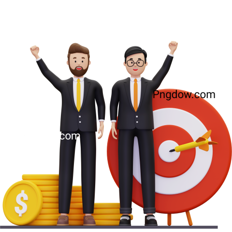 Premium 3D Business Model for Free , 3d successful business partner illustration