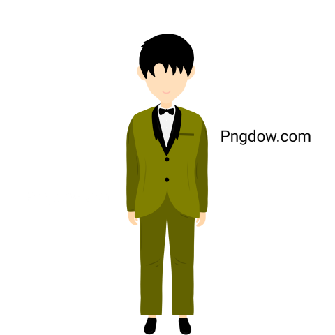 Faceless Groom in Green Suit Cartoon for Free