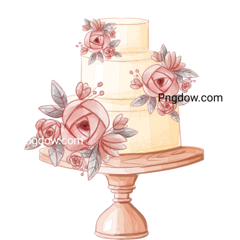 Watercolor floral wedding cake For Free
