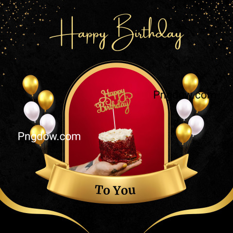 Black and Gold Modern Happy Birthday Facebook Post for Free