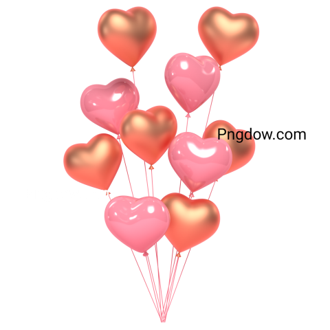 Bunch of 3d pink heart balloons for Free Download