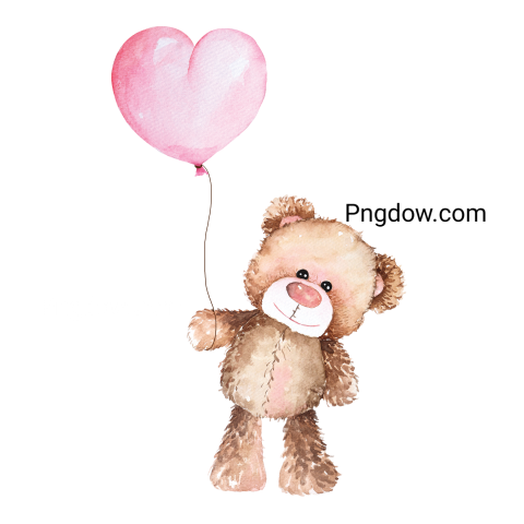 Teddy Bear Holding a Heart Shaped Balloon for Free Download