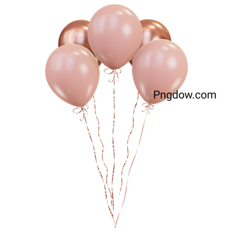 Pink balloons with gold ribbons  3d rendering for Free Download (1)