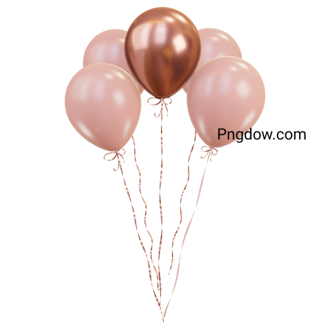 Pink balloons with gold ribbons  3d rendering for Free Download (3)