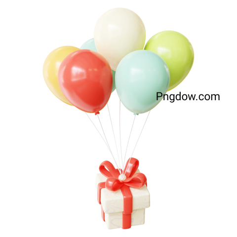 3D Birthday Color Balloon and Gift box for Free Download (2)