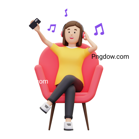3d Man listening to his favorite music illustration, Png for Free download (3)