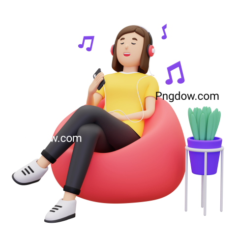 3d Man listening to his favorite music illustration, Png for Free download (4)