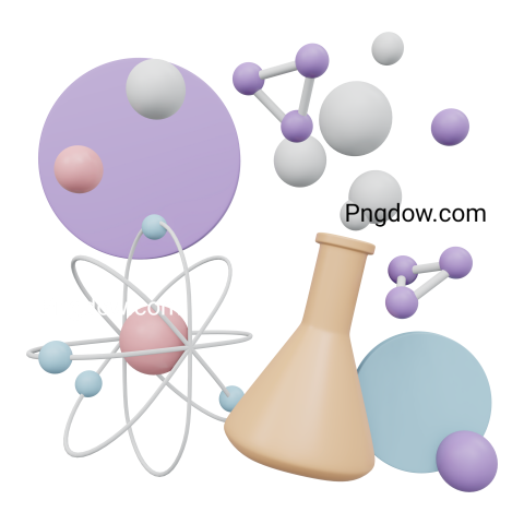 Minimal science element molecular atom bottle 3D rendered Png for Free download