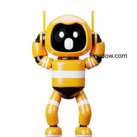 3D excited Robot Png for Free