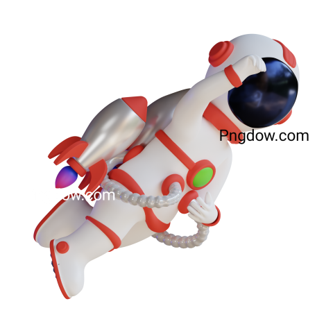 3D Astronaut Flying With Rocket Png for Free