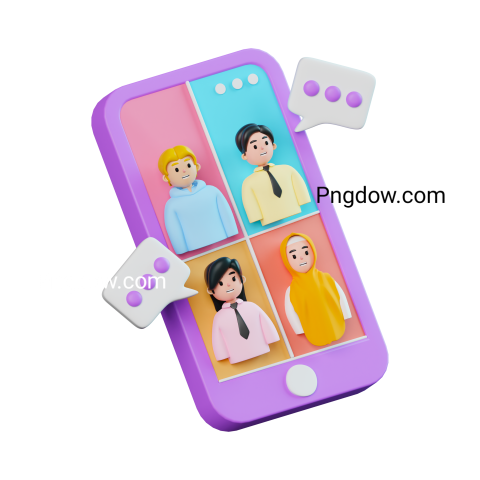 People video call smart phone 3d illustration for Free