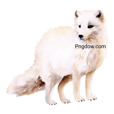 Watercolor white Arctic fox illustration