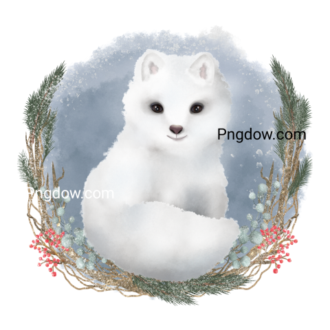 Modern winter illustration arctic fox