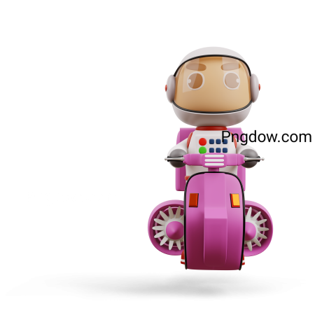 Delivery Spaceman Riding Flying Motorcycle with Delivery Box, 3D Rendering (4)