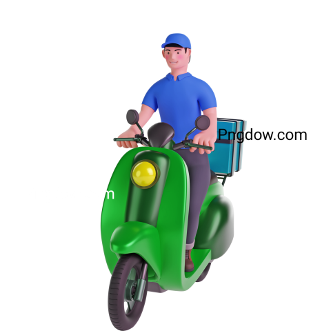 Delivery Man Riding a Motorcycle Illustration