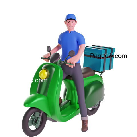 Deliveryman Riding a Scooter with Packages transparent background for Free